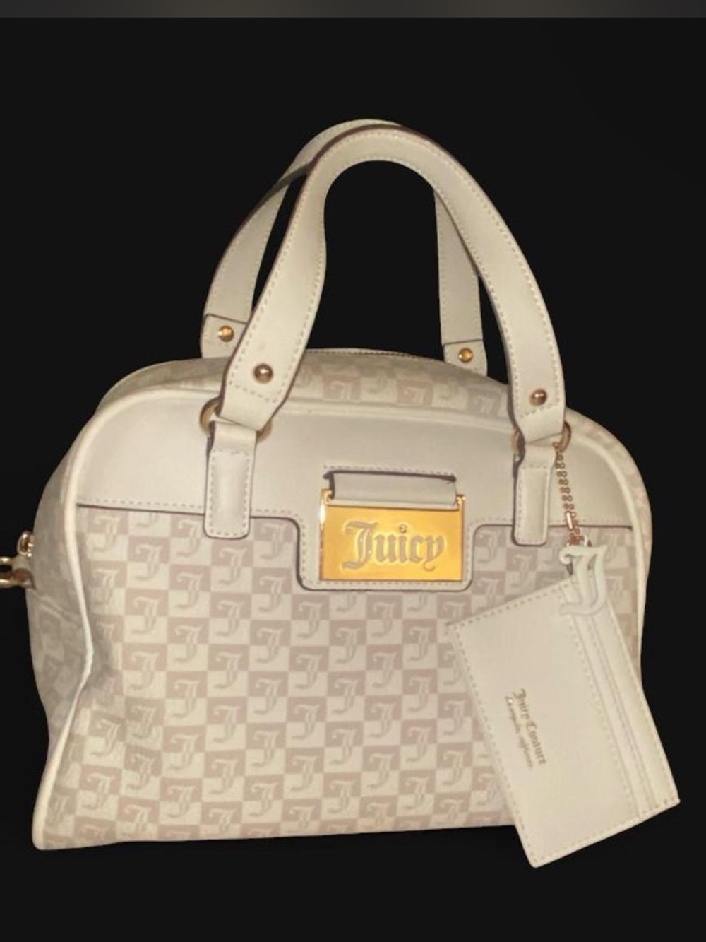 Juicy Couture Cream and Gold Logo Satchel